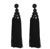 “Jet” Tassel Earring in Black